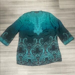 Jones New York Teal and Black Paisley Tunic